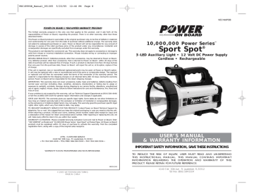 v-2 million power seriesâ„¢ spotlight instruction manual