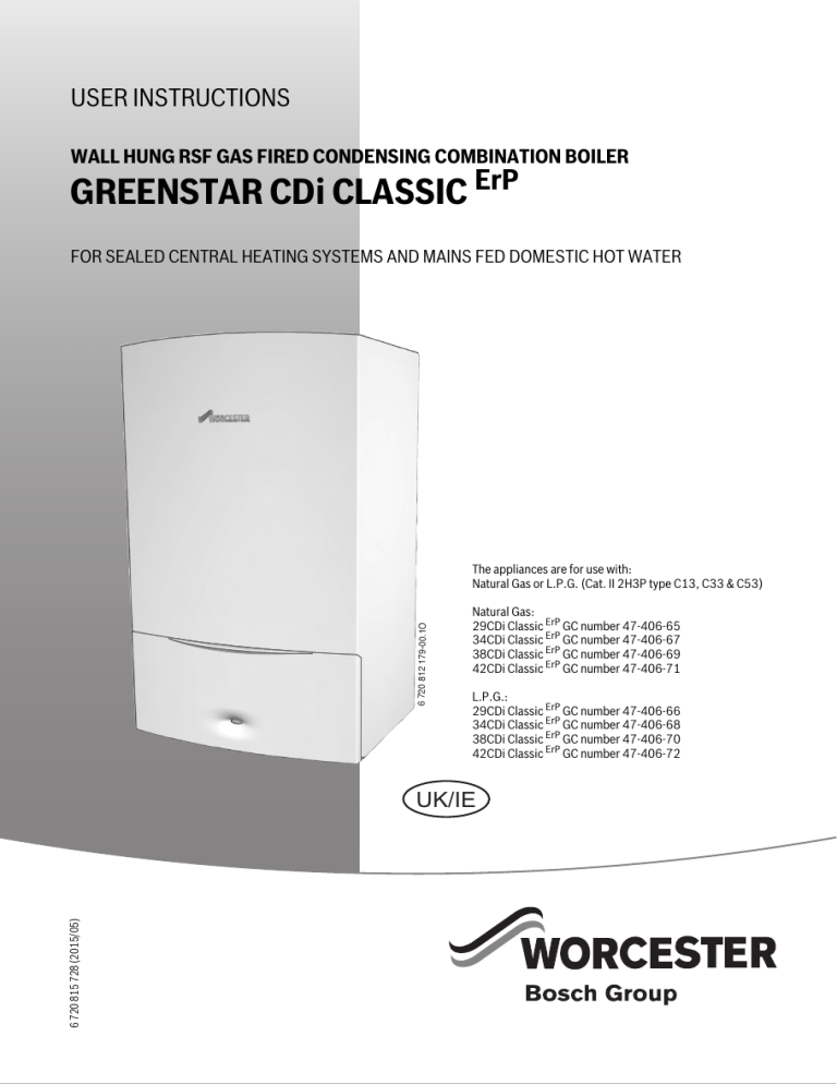 Worcester Greenstar CDi Classic Combi ErP (01.05.2015onwards