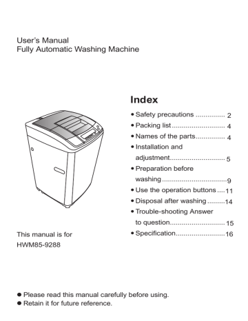 Haier HWM85-9288 User manual | Manualzz