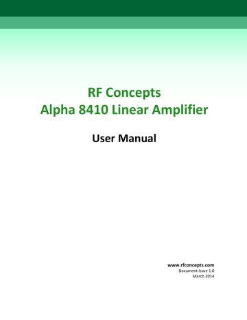 Alpha 8410 Linear Amplifier User Manual | Manualzz