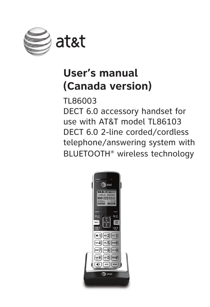 AT&T TL86003 User manual | Manualzz