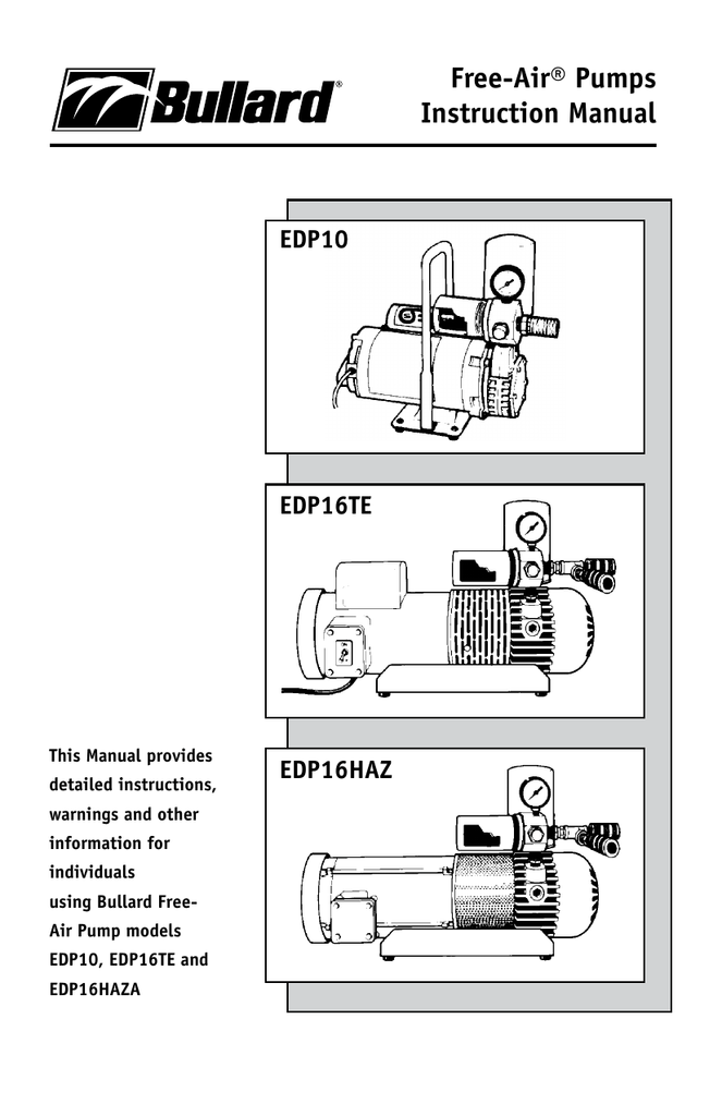 FreeAir® Pumps Instruction Manual Manualzz