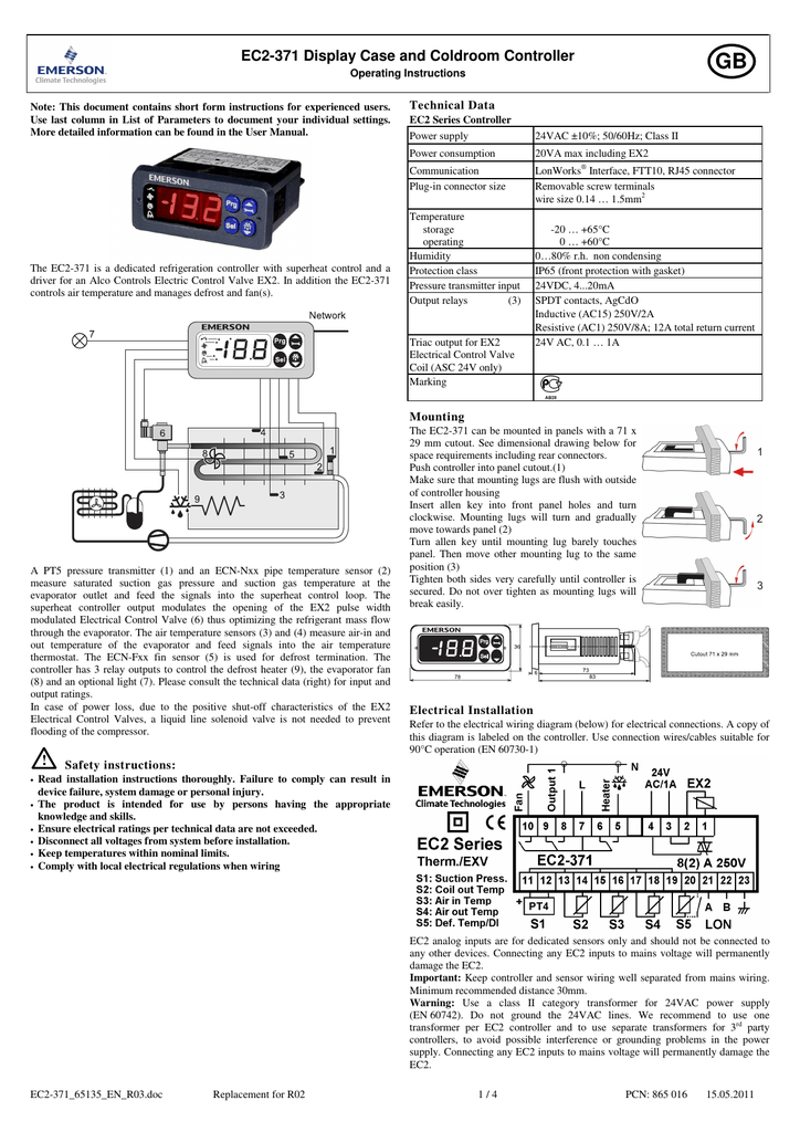 EC2-371 Display Case and Coldroom Controller | Manualzz | Cold Room Controller Wiring Diagram | | manualzz