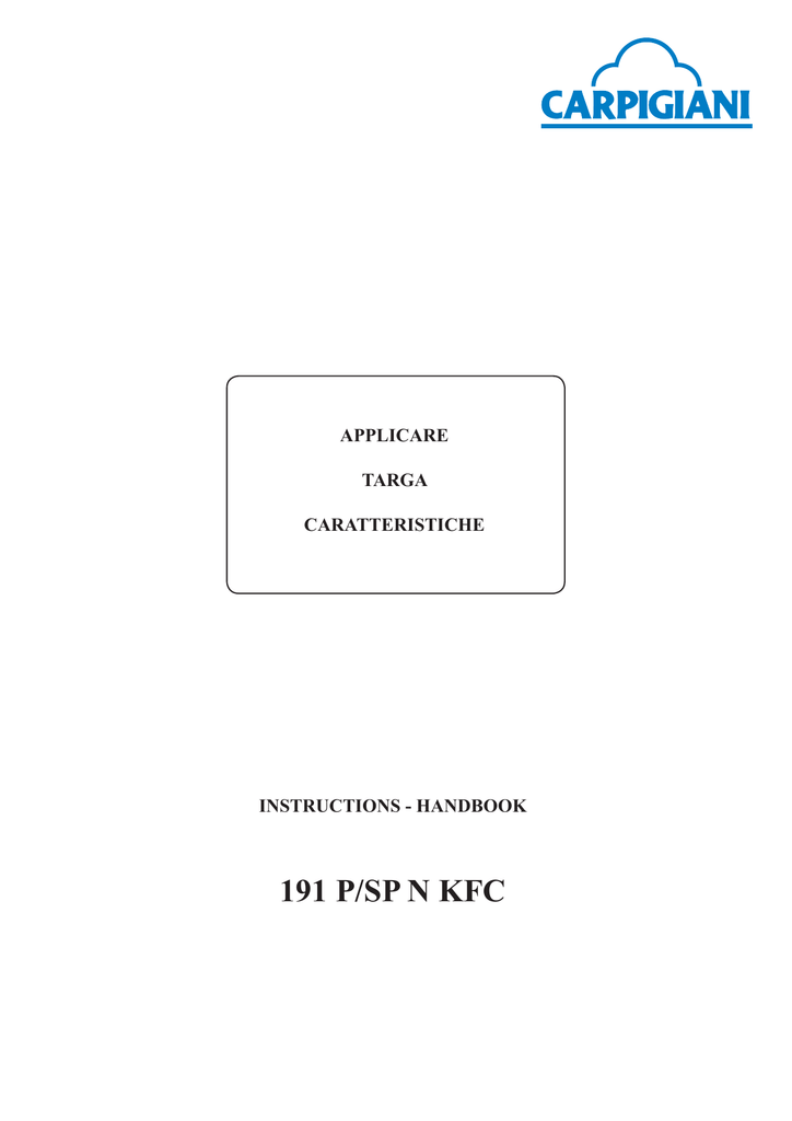 Carpigiani 191 Bar Manual