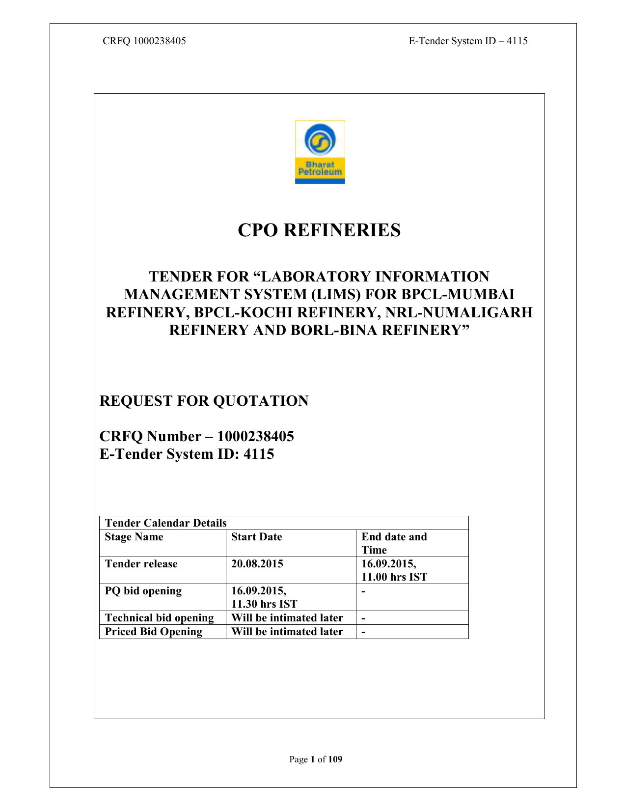 CPO REFINERIES - Bharat Petroleum | Manualzz