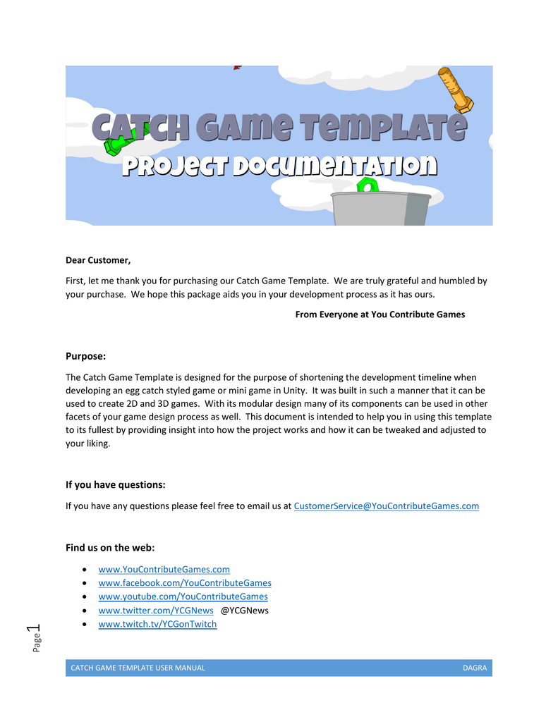 Catch Game Template User Manual  Manualzz