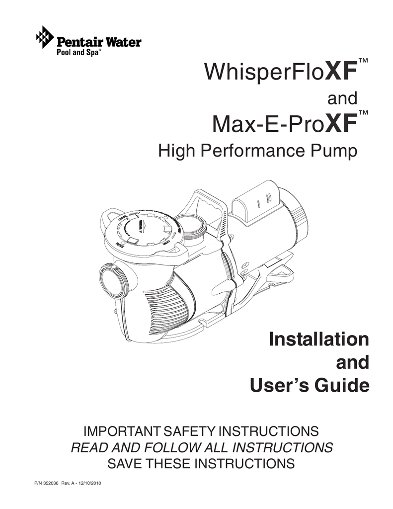 WhisperFlo XF Installation and User`s Guide - Rev | Manualzz