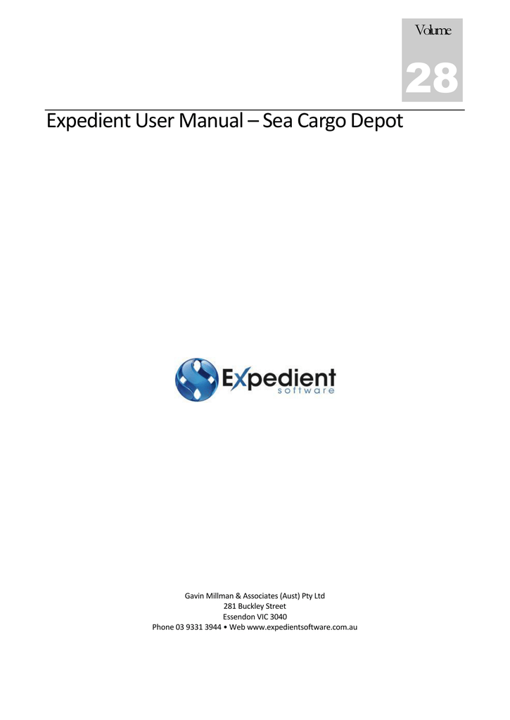 Expedient User Manual Sea Cargo Depot Manualzz