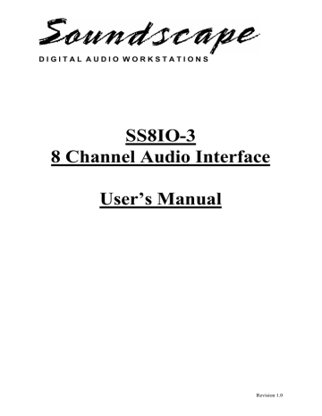 Soundscape SS8IO-3 User manual | Manualzz