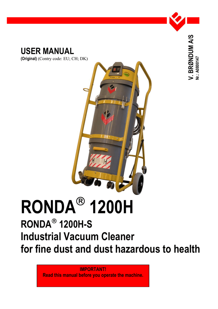 User Manual RONDA Industrial Vacuum Cleaners Manualzz