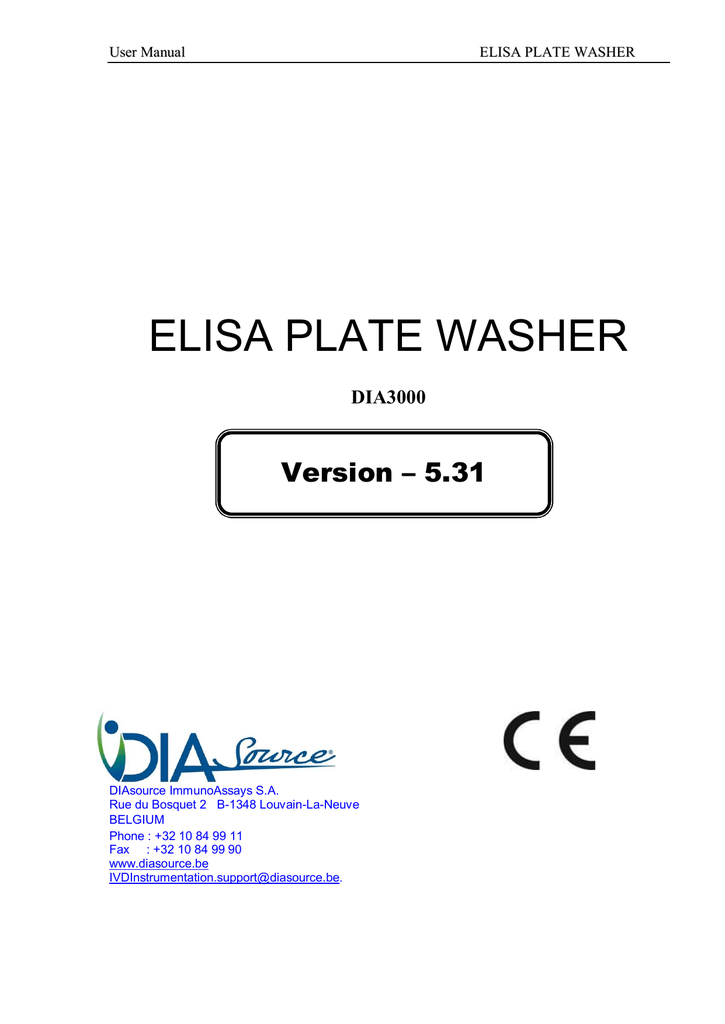 ELISA PLATE WASHER DIAsource Immunoassays Manualzz