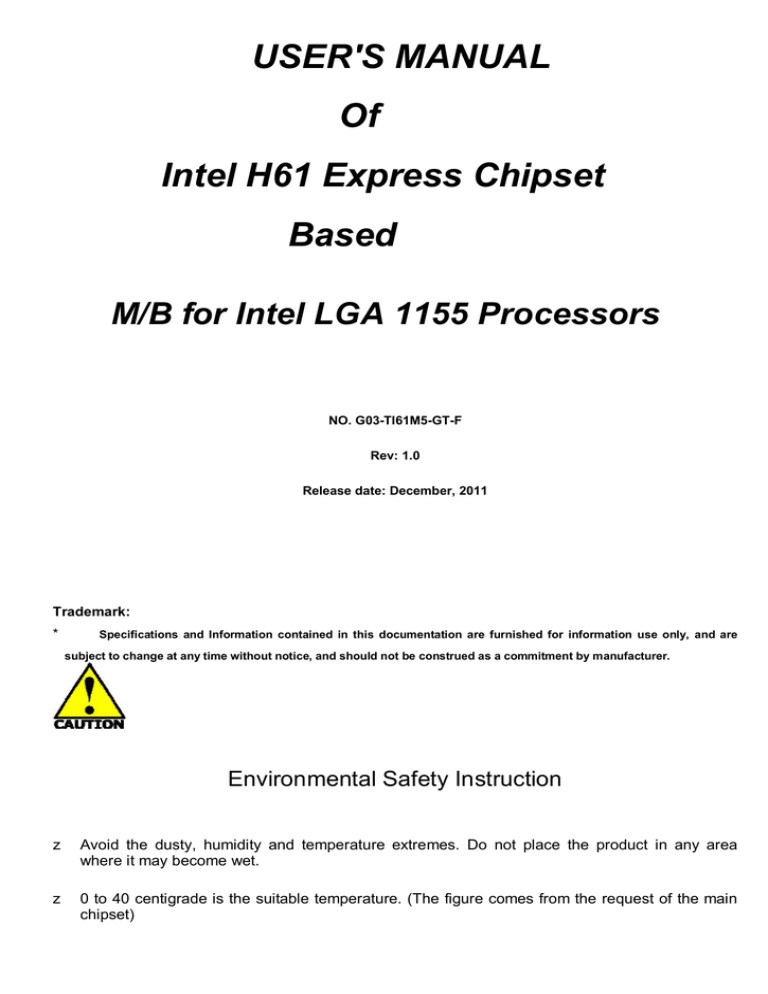 User S Manual Of Intel H61 Express Chipset Based Manualzz