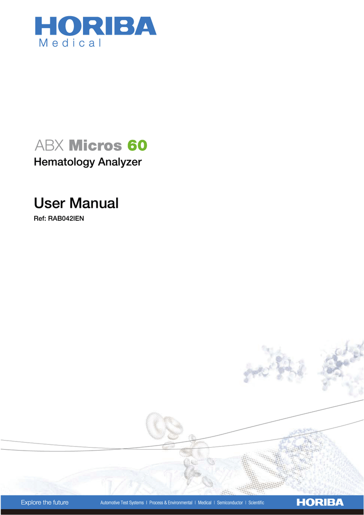 Abx micros 60 hematology analyzer user manuals