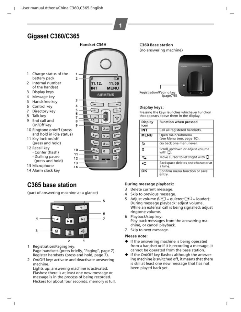 Gigaset C360 C365 English Manualzz