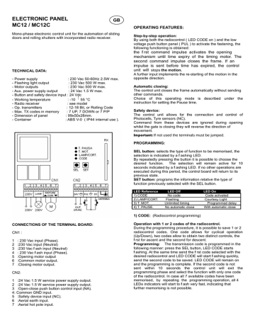 Product User Manual MC12 | Manualzz