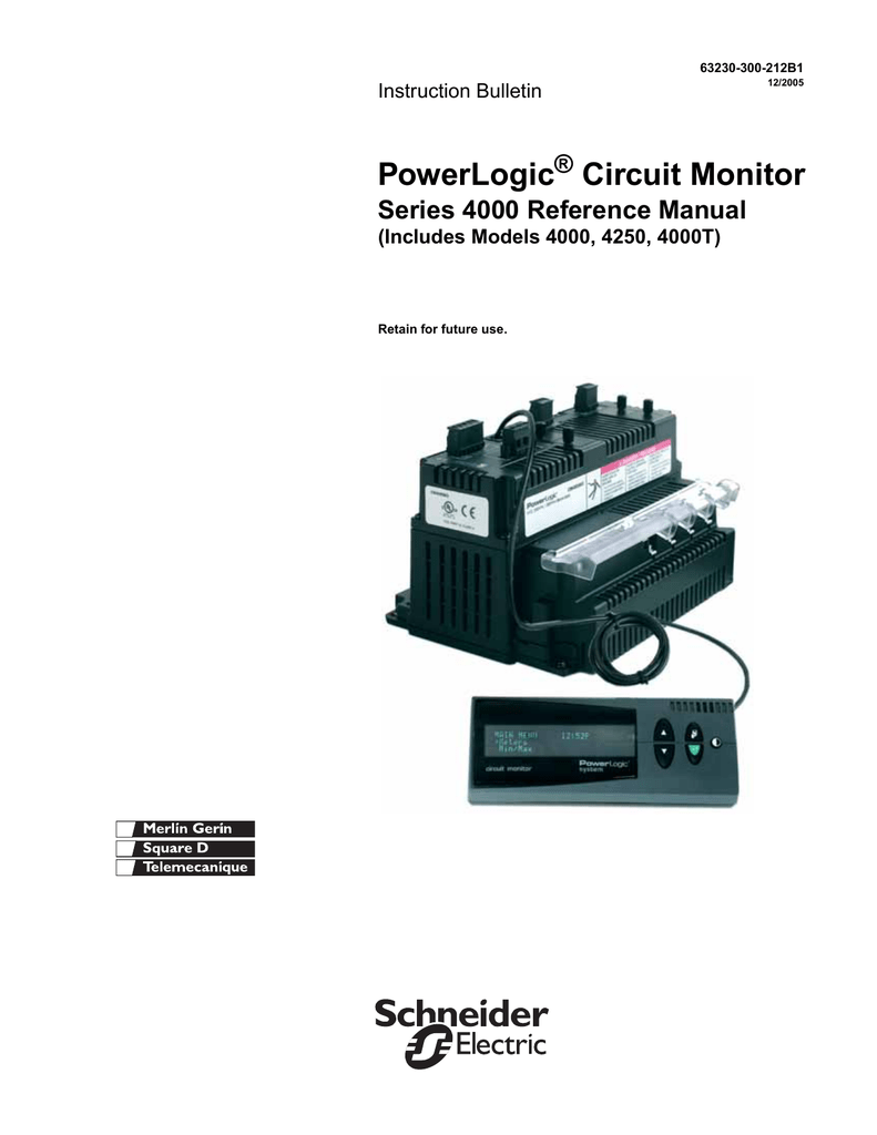 Schneider Electric Circuit Monitor Series 4000 User Guide | Manualzz