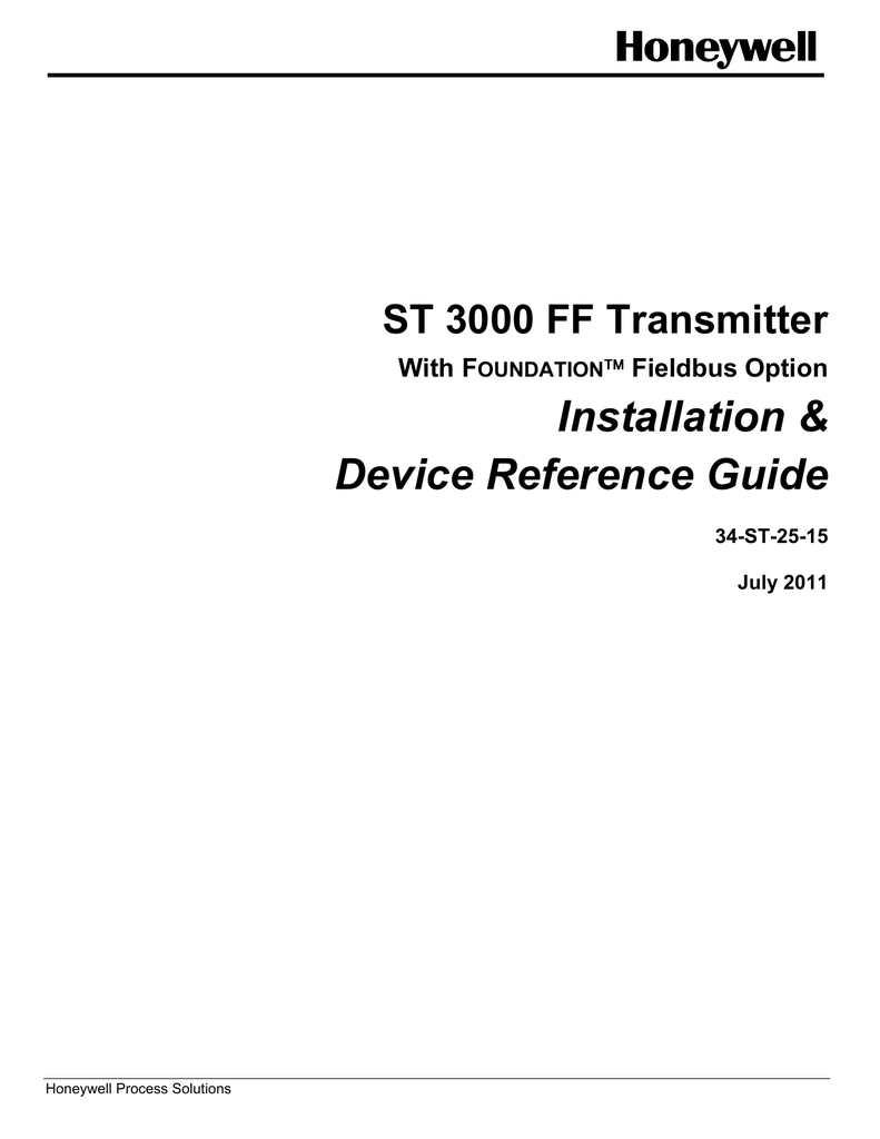 Honeywell ST3000 Users Manual, 34-ST-25-15 | Manualzz.com