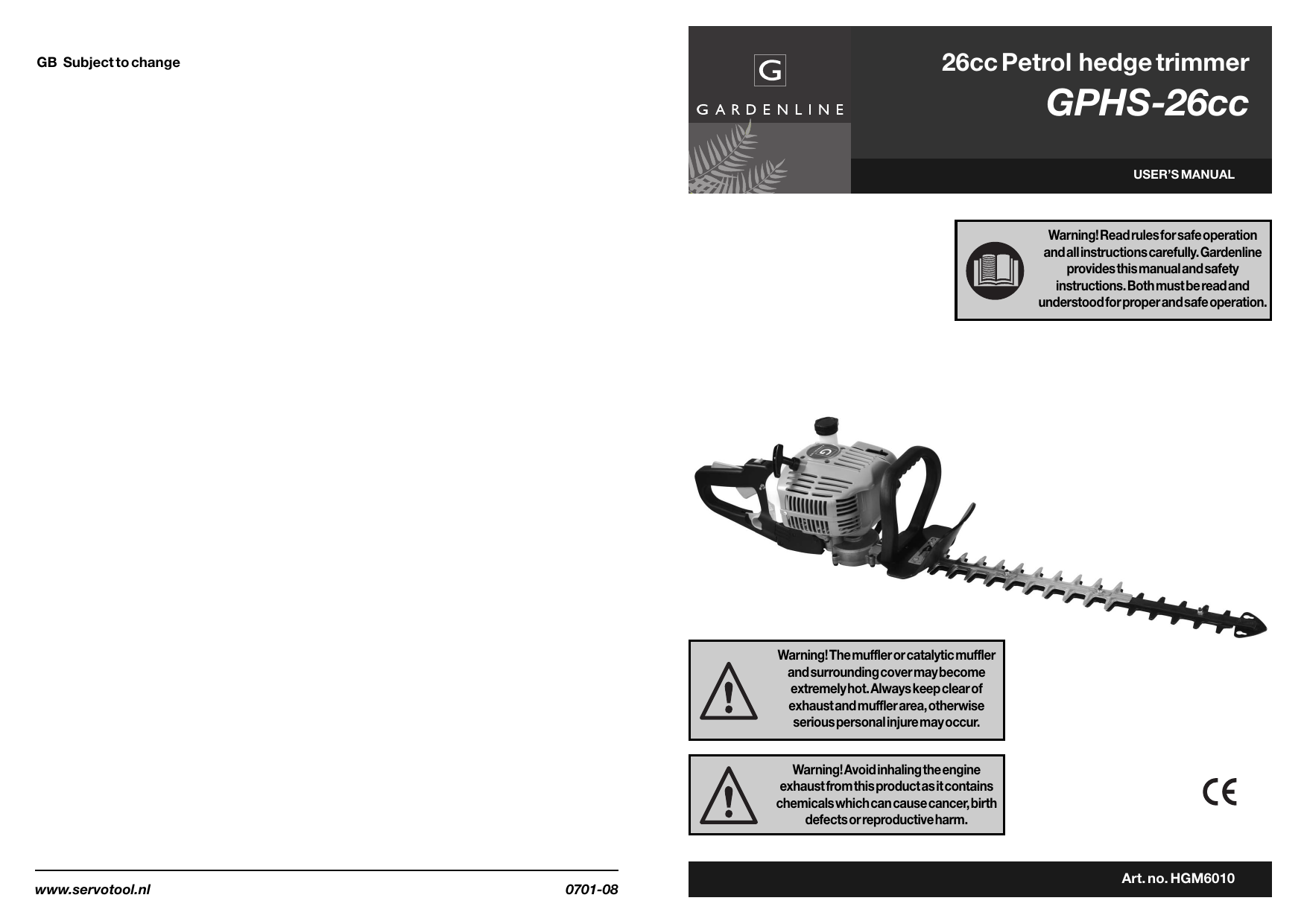 Gardenline Petrol Hedge Trimmer Parts