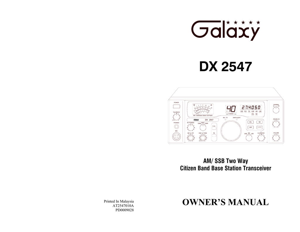 Galaxy Dx 2547 Manualzz