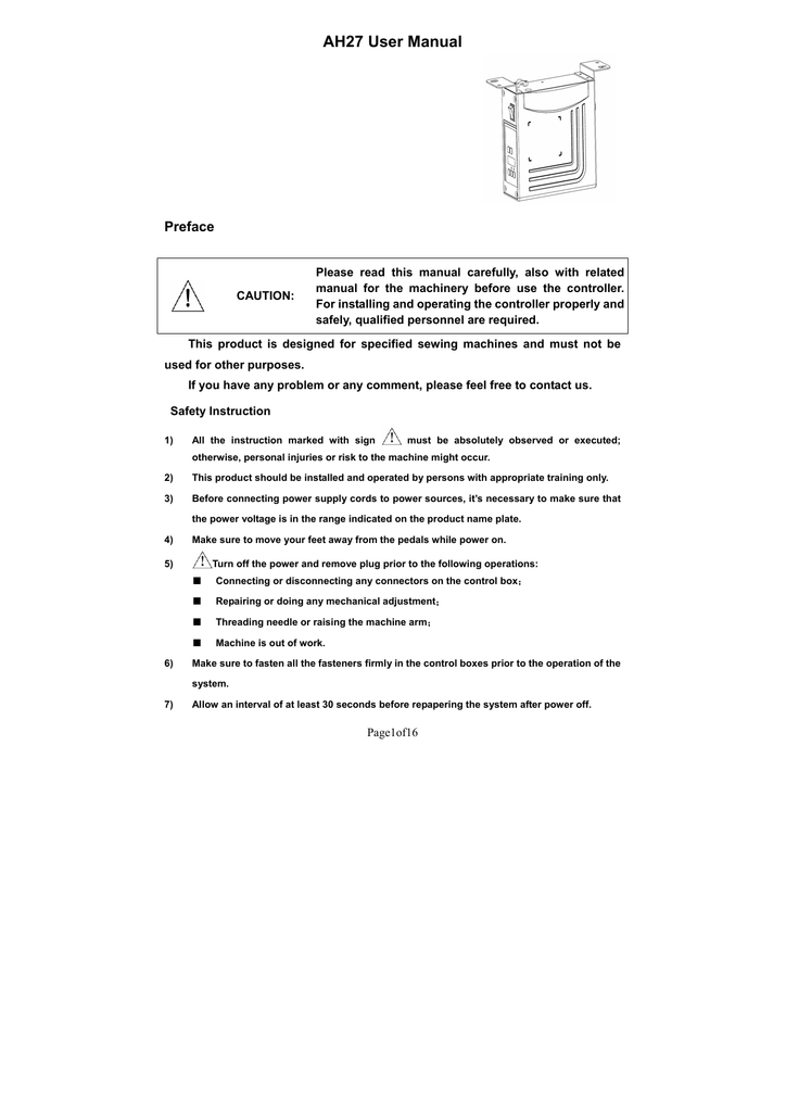 AH27 User Manual | Manualzz
