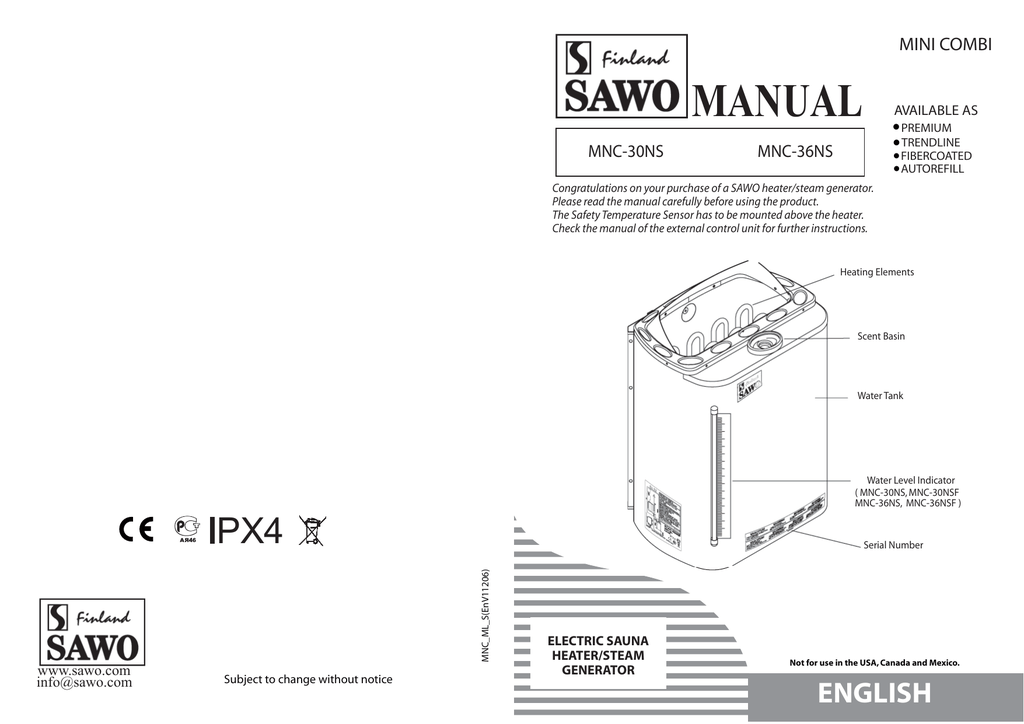 Sawo MINI COMBI manual | Manualzz