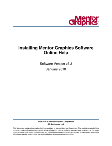 Mentor Graphics Software Online Help - Installation Guide | Manualzz