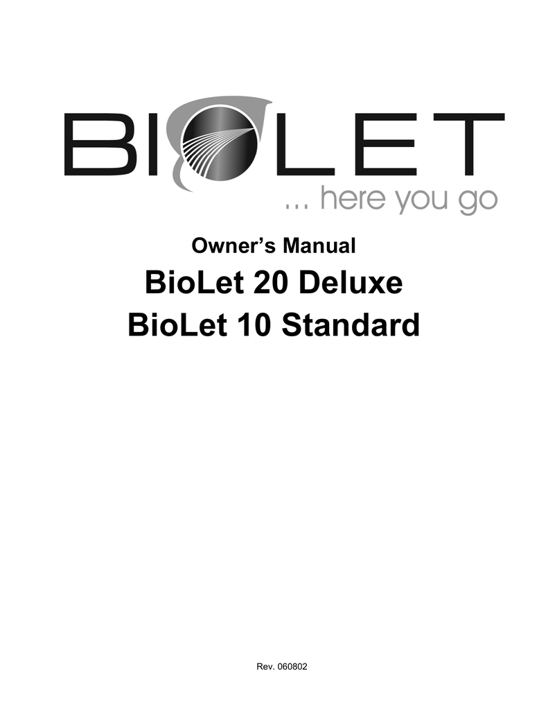 BioLet 10 Standard Owner's Manual Manualzz