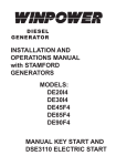 WINPOWER DE20I4, DE30I4, DE45F4, DE65F4, DE90F4 Diesel Generator Installation and Operations Manual