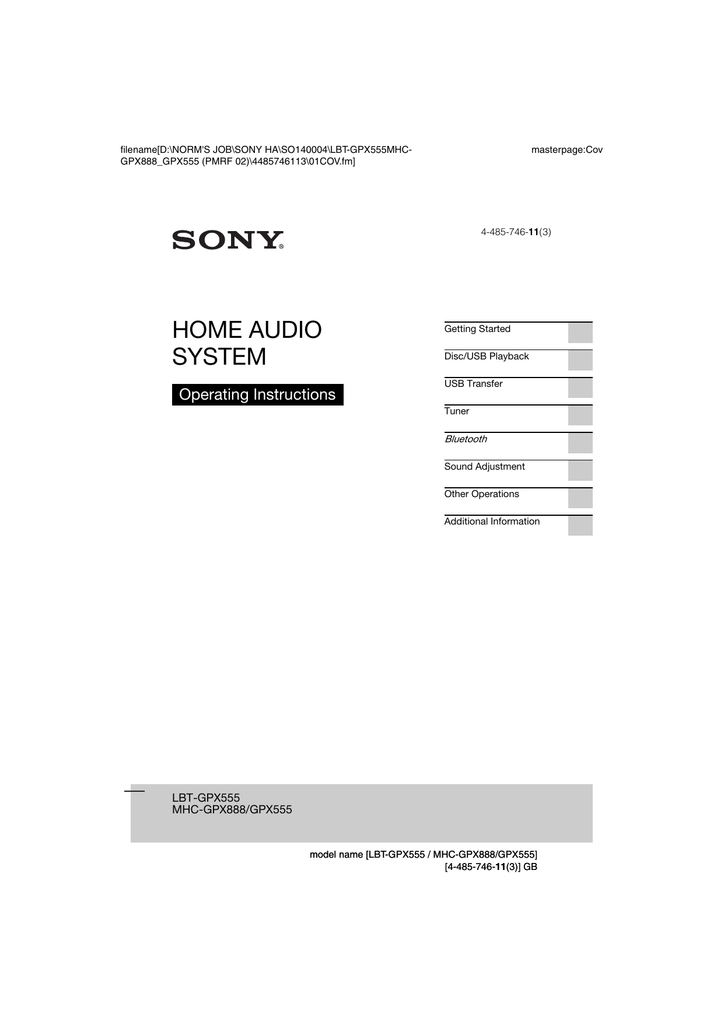 Sony LBTGPX555 Audio & Home Theatre manual Manualzz