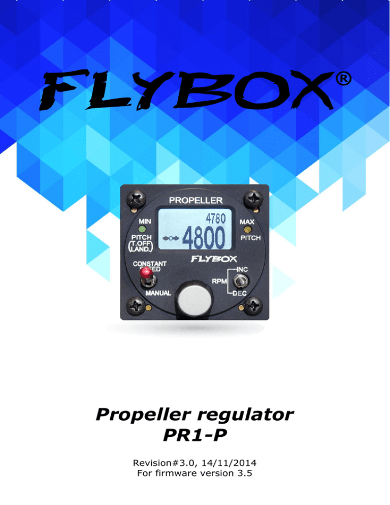 Propeller regulator PR1P ® Flybox Innovative Avionics Manualzz