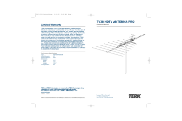 TERK Technologies TV38 Large Directional UHF/VHF/FM Antenna Owner's Manual | Manualzz
