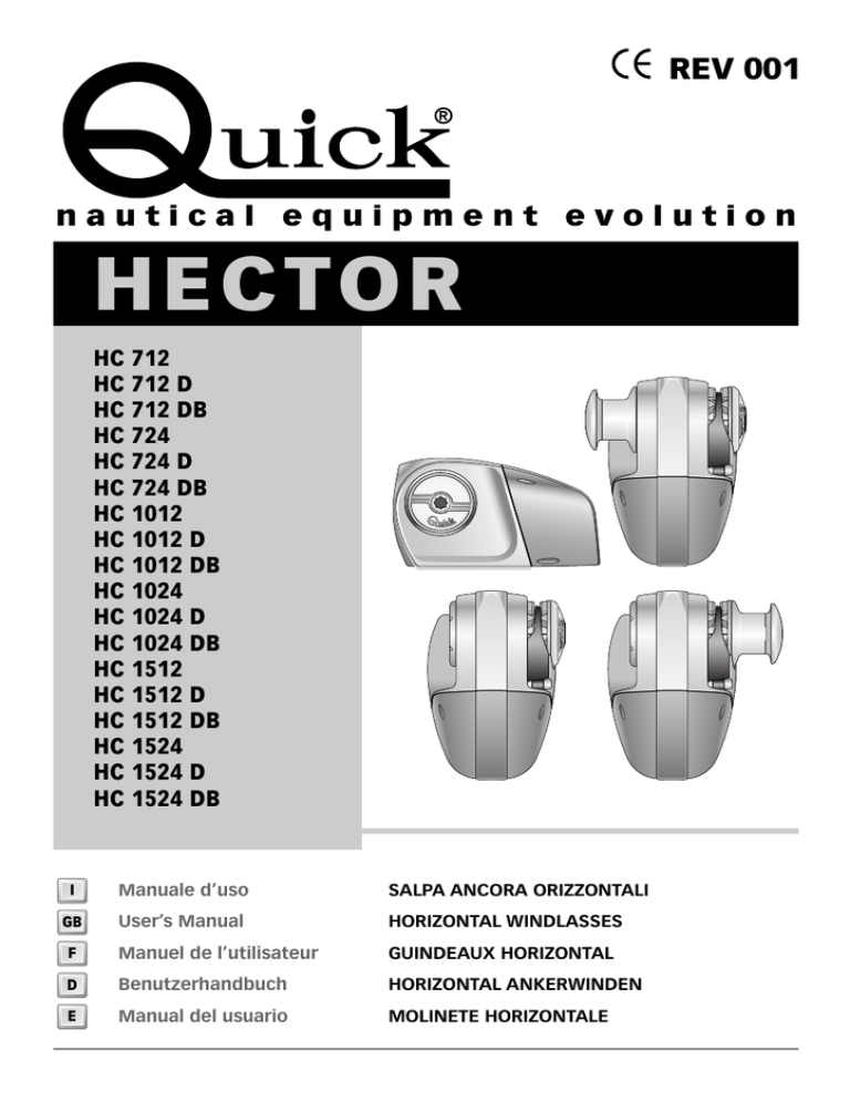 Quick Hector Windlass Instruction Manual Manualzz