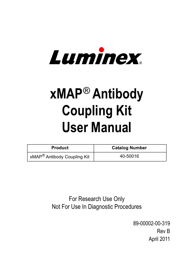 xMAP® Antibody Coupling Kit User Manual  Manualzz