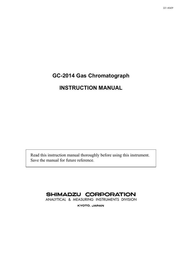 GC-2014 Gas Chromatograph INSTRUCTION MANUAL | Manualzz