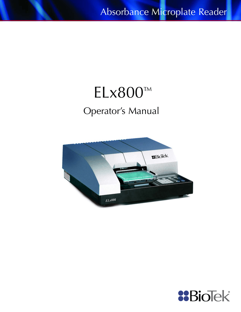 Biotek ELx800 | Manualzz