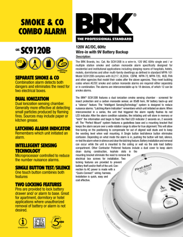 BRK SC9120B Specs Sheet | Manualzz