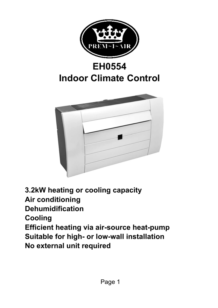 EH0554 Indoor Climate Control Premiair Manualzz