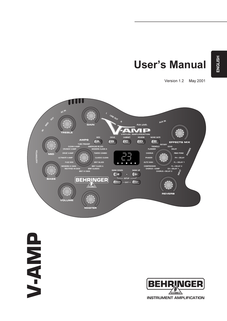 Behringer Bass V Amp User Manual Manualzz