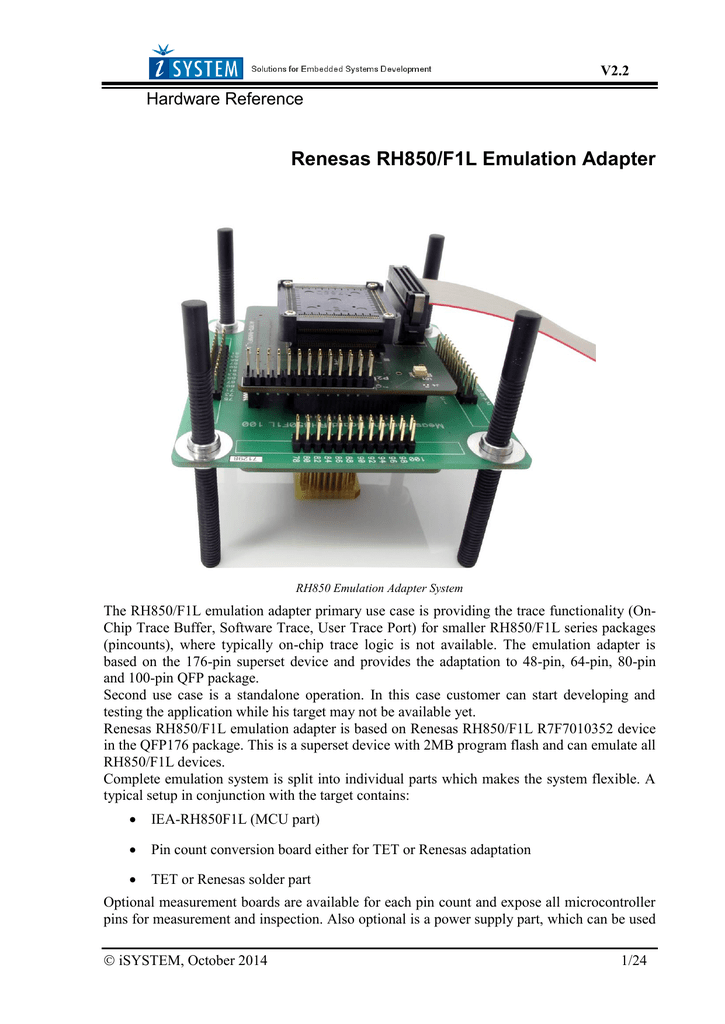 Rh850f1l Emulation Adapter Manualzz