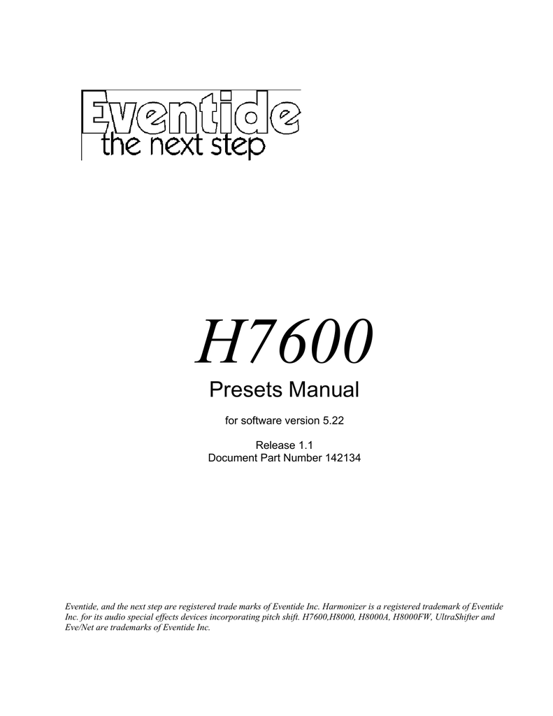 eventide ultra harmonizer h7600
