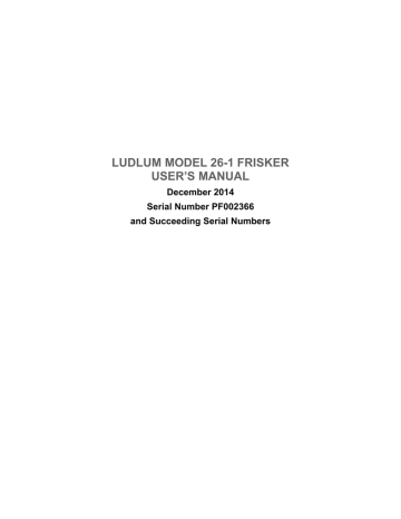 Ludlum Model 26-1 Frisker User Manual | Manualzz