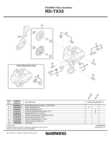 TOURNEY Rear Derailleur RD TX35 Manualzz