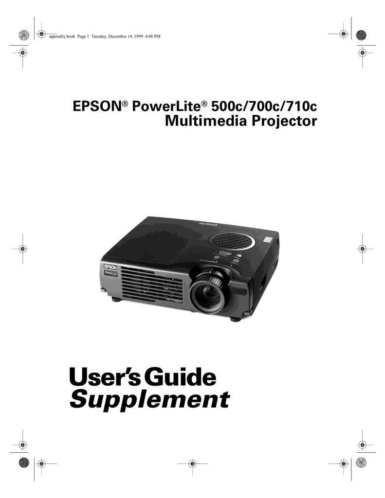 Epson PowerLite 700c Projector User Manual Manualzz