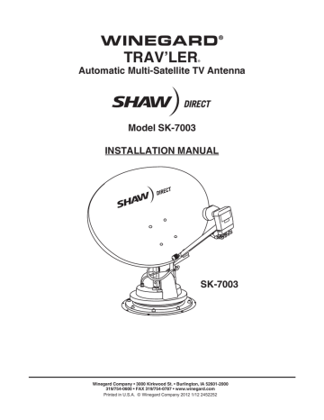 Winegard Shaw Direct SK-7002 Installation manual | Manualzz
