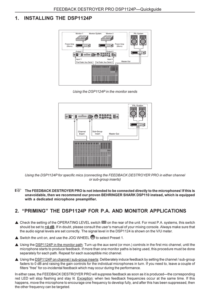 behringer feedback destroyer pro dsp1124p setup