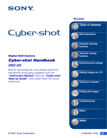Index. Sony DSC-H3, cyber shot dsc h3b, cyber shot dsc h3s | Manualzz