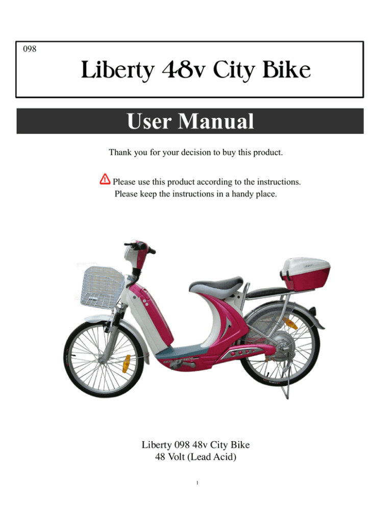 098 Manual - Liberty Electric Bikes | Manualzz