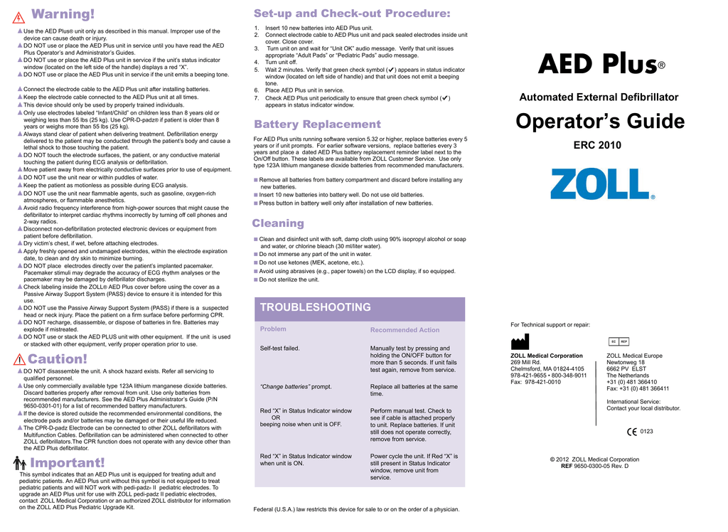 Оператор плюс. Zoll AED Pro service manual. Zoll перевод с немецкого. Check Labels.