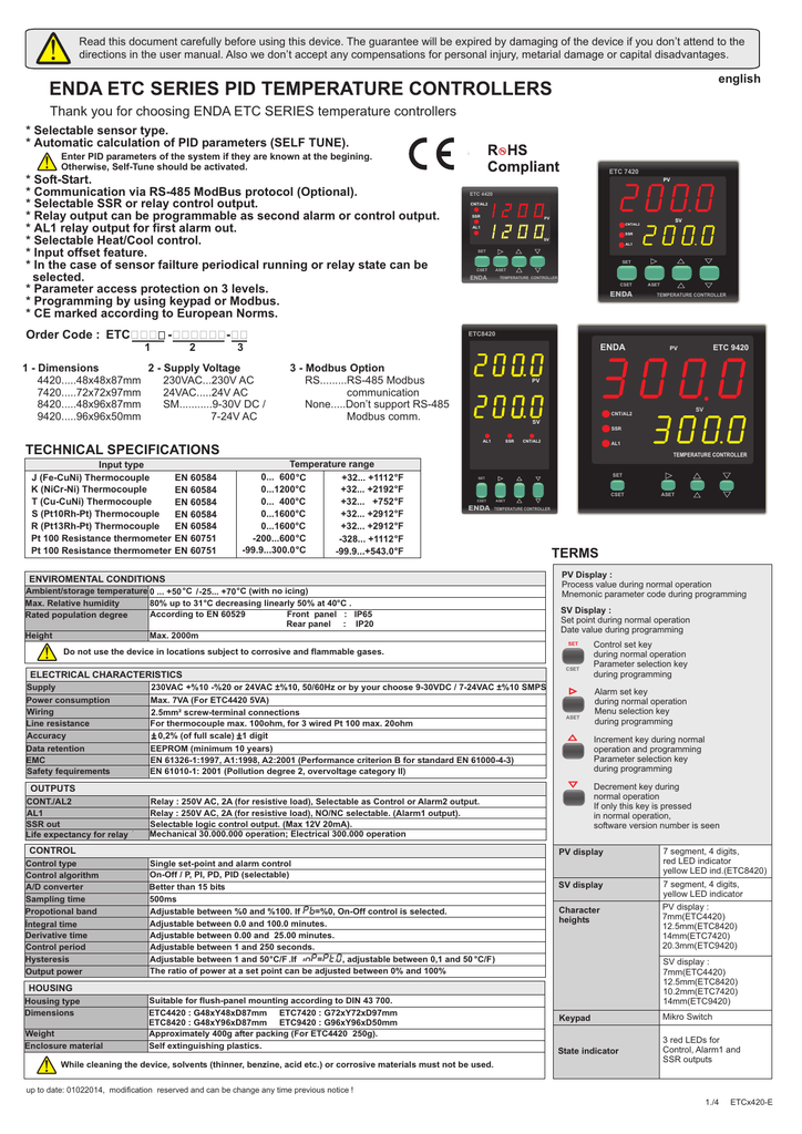 Enda etc8420 kullanım kılavuzu