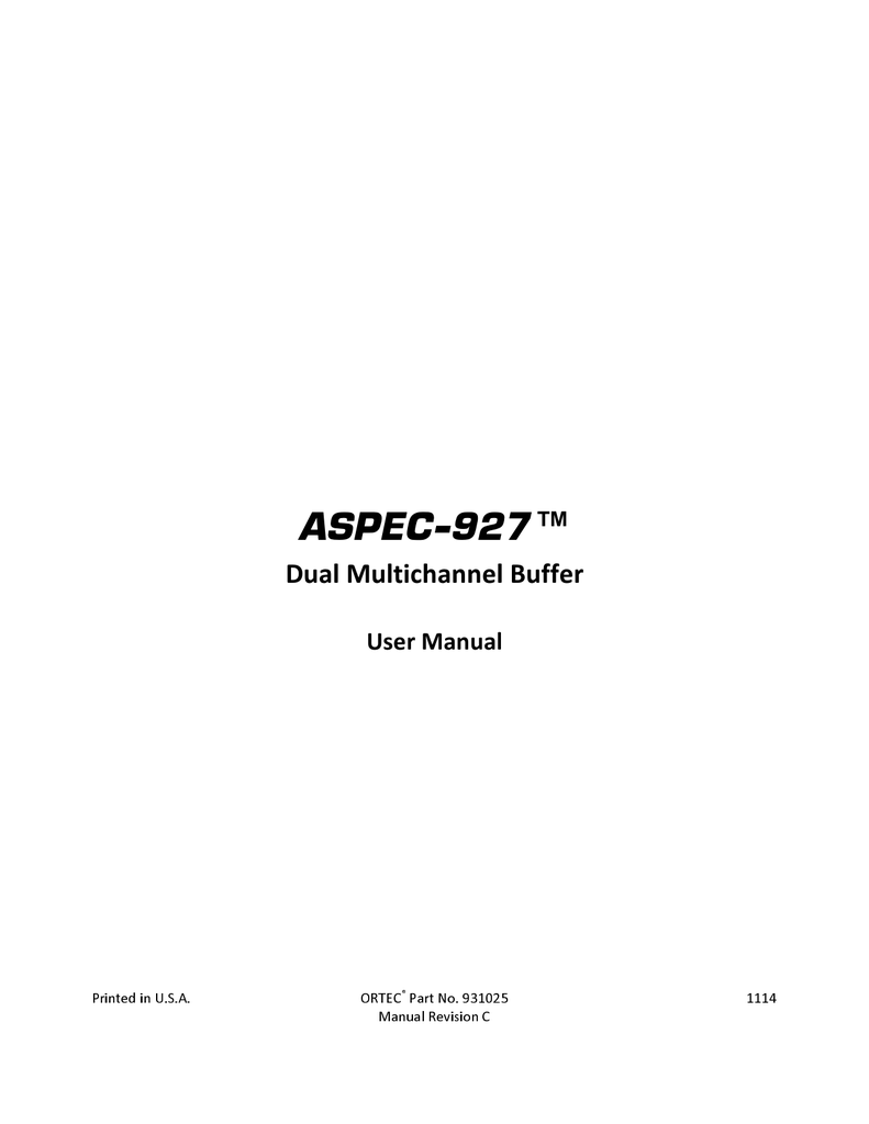 Ortec ASPEC927 Manual Manualzz
